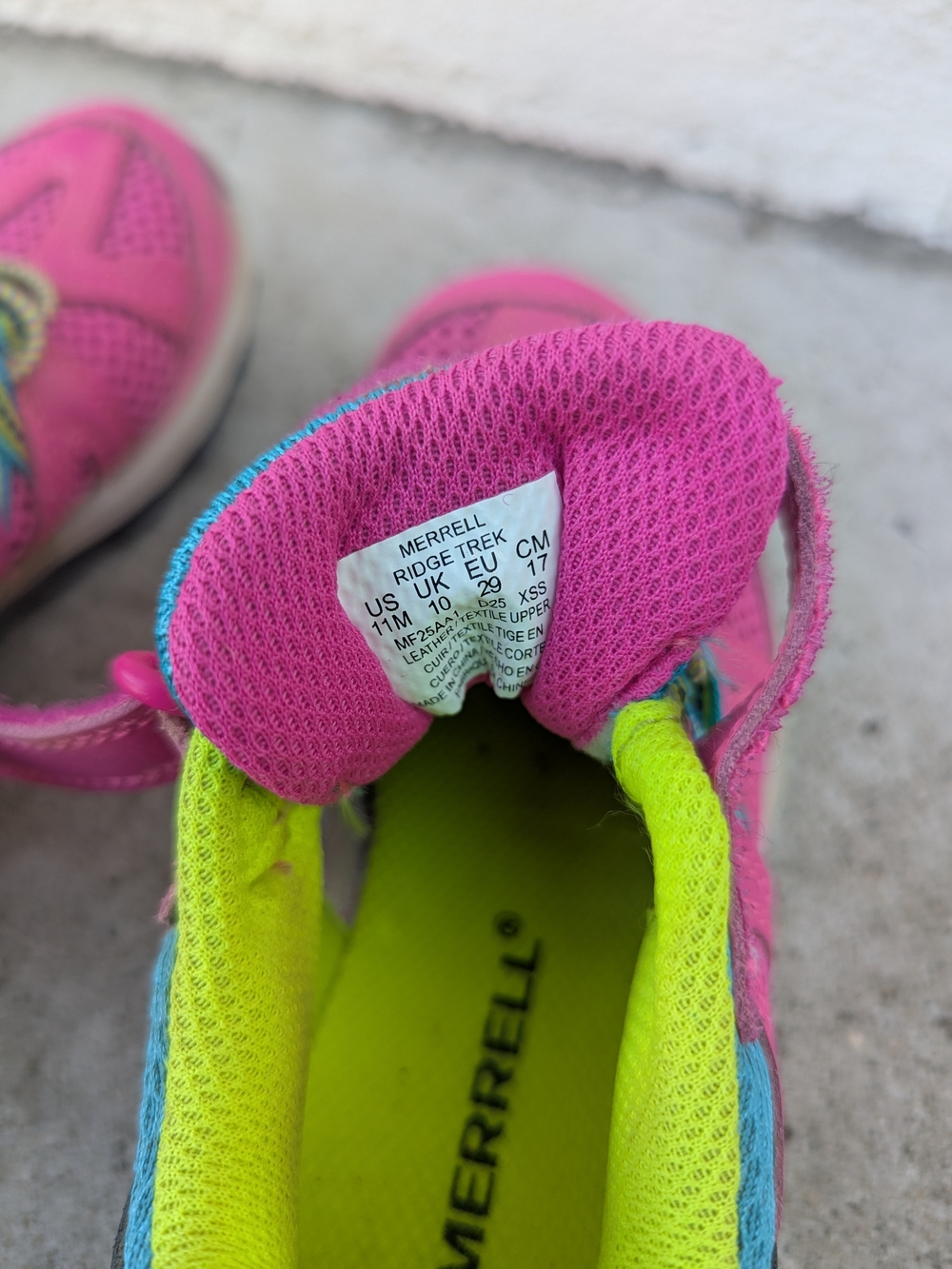 Merrell Kids' Pink and Lime Ridge Trek Athletic Shoes